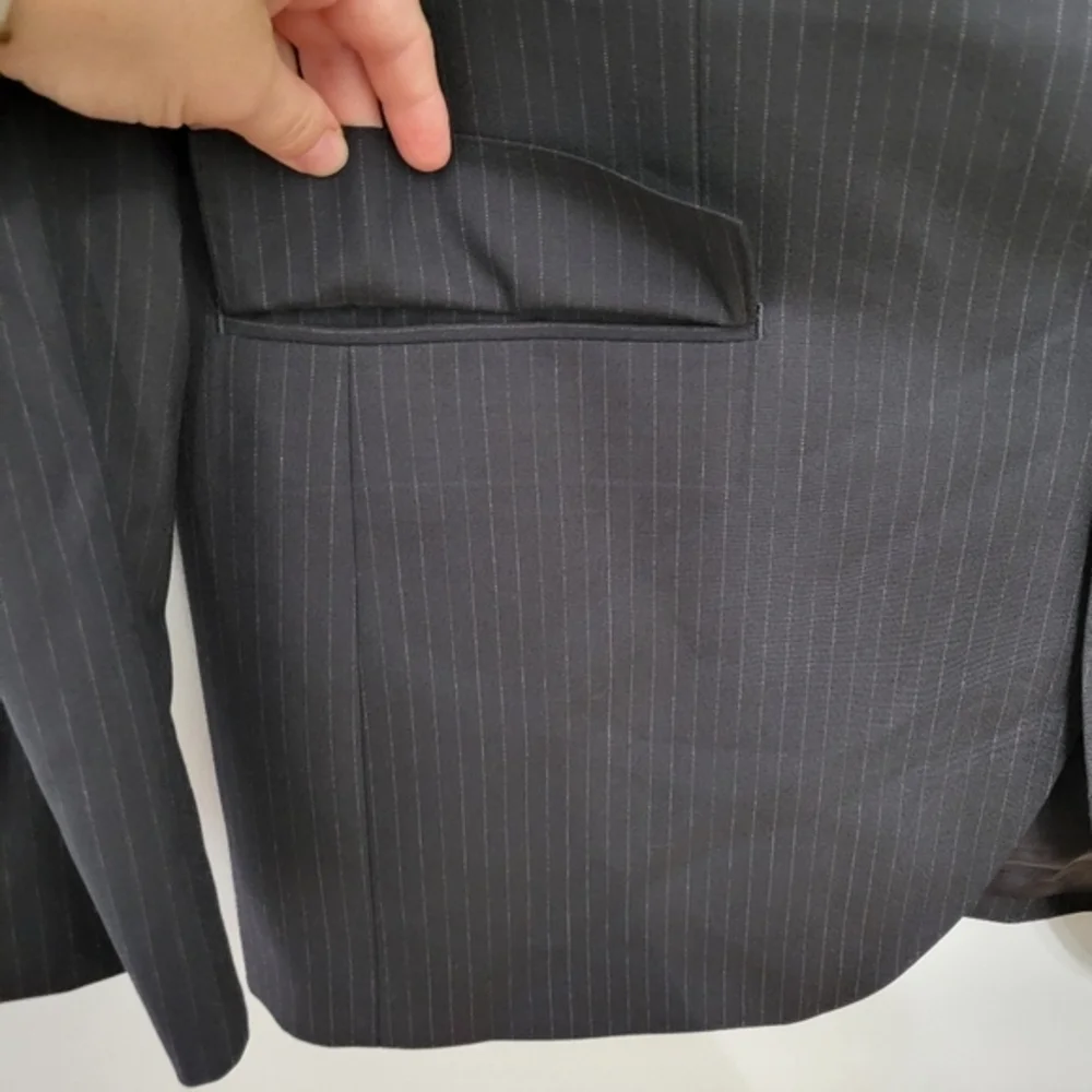 J. Crew Ludlow Slim-Fit Loro Piana Wool Black Pinstripe Men's Suit Jacket Office